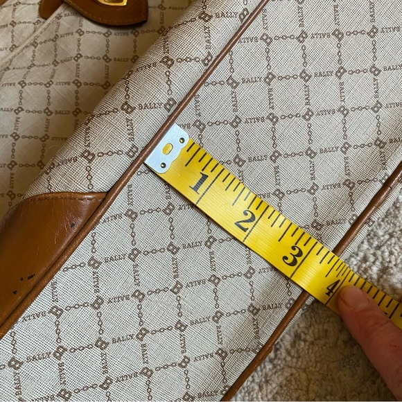 Bally Vintage RARE Monogrammed B Medium Tote Bag Purse Handbag Brown Tan Leather - Picture 15 of 16